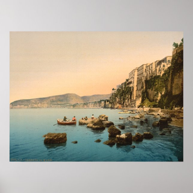 Poster Sorrento pelo mar, Nápoles, Campânia, Itália (Frente)