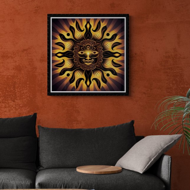 Poster Sorria Dourada Mandala Sun Arte AI (Criador carregado)