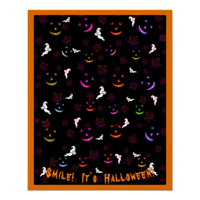Póster Sorria É um Feliz Halloween Outono Assustador Fant (Frente)