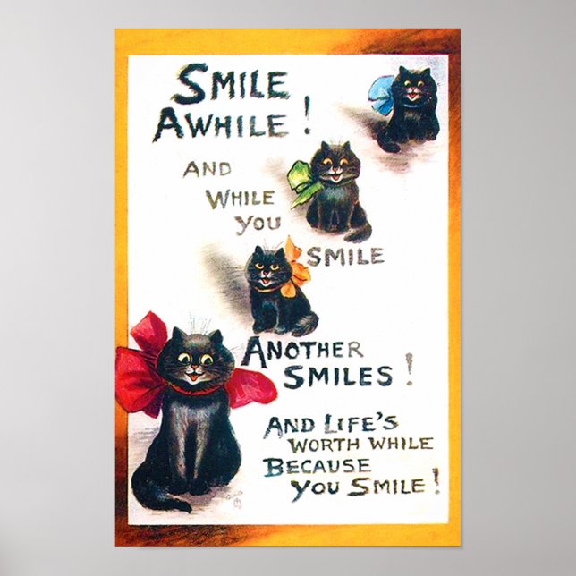 Poster Sorria, Gato Negro, Louis Wain (Frente)