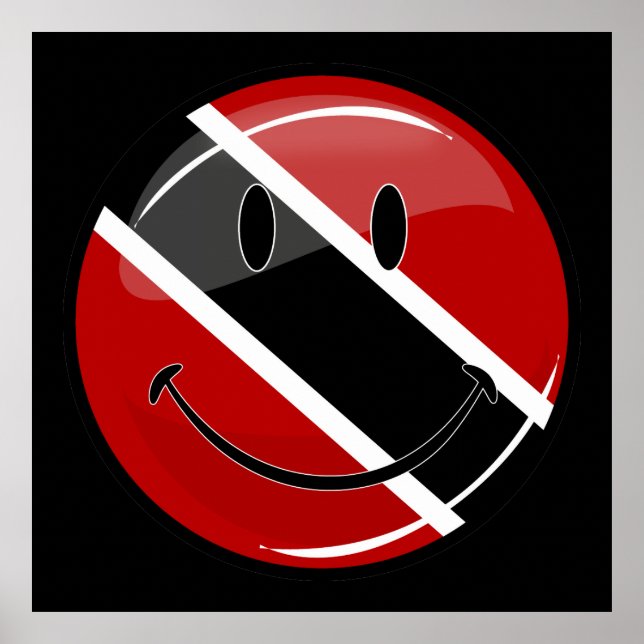 Póster Sorrindo Bandeira de Trinidad e Tobago (Frente)
