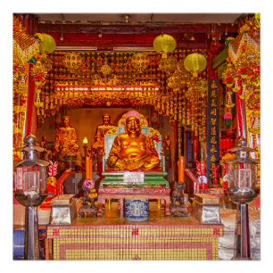 Póster Sorrindo Buda no Templo Chinês, Bangkok