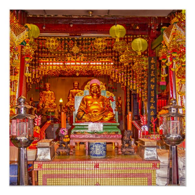 Póster Sorrindo Buda no Templo Chinês, Bangkok (Frente)