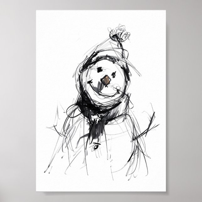 Poster Sorrindo Feliz Snowman (Frente)