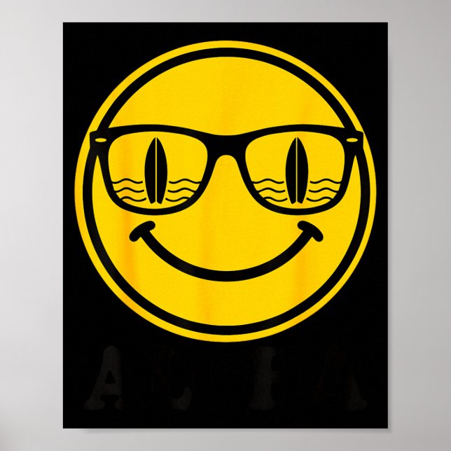 Poster sorriso aloha óculos de sol surfista reflexão (Frente)