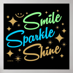 Poster SORRISO, ESPARKLE, SHINE! motivação e inspiraç