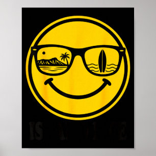 Poster Sorriso facial de óculos de sol surf de ilha vibra