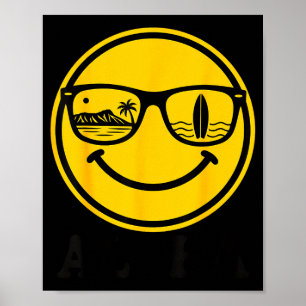 Poster sorriso óculos de sol surf aloha reflexão de pranc
