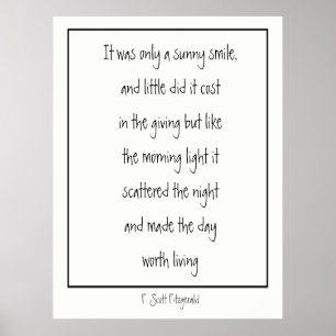 Poster Sorriso Sunny Poema Inspiracional F. Scott Fitzger