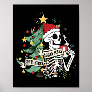 Poster Sorta Feliz Sorta Aspiração Esqueleto Neve Natal X