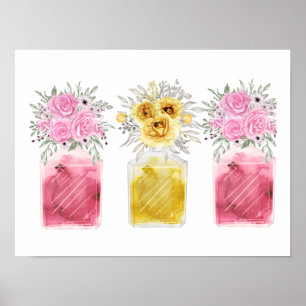 Poster Sorte boa de três Buquês de garrafa de perfumaria
