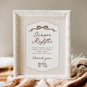 Poster Sorteio de fraldas Bebe Cafe Laço Marrom Desenhado