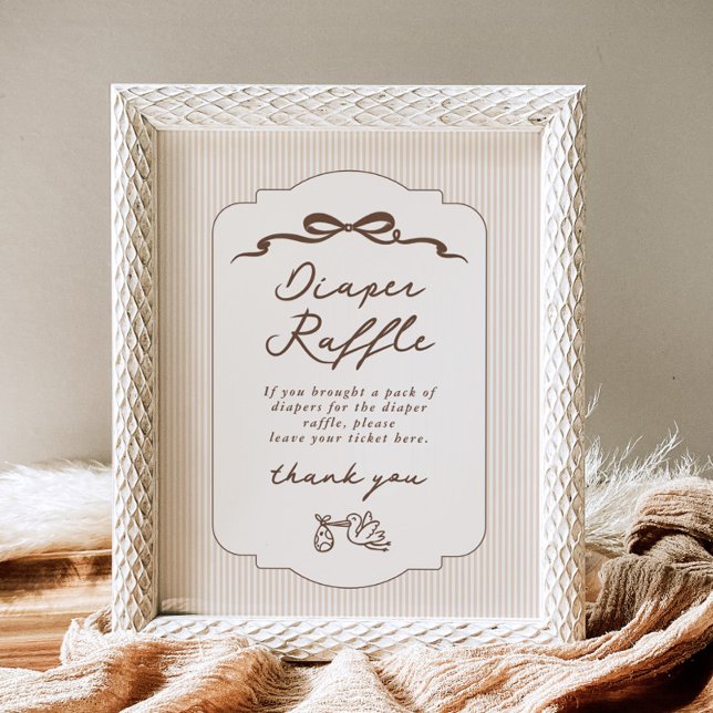 Poster Sorteio de fraldas Bebe Cafe Laço Marrom Desenhado (Criador carregado)