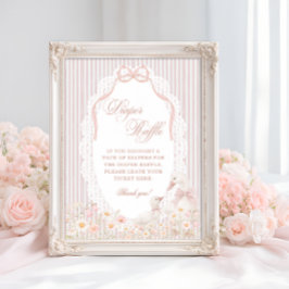 Poster Sorteio de Fraldas Chuveiro de Bebê Menina Flor de