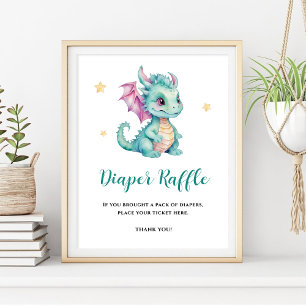 Poster Sorteio de Fraldas de Dragão Bebê Fofo