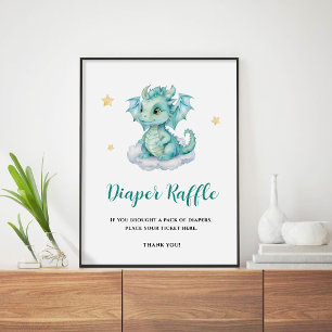 Poster Sorteio de Fraldas de Dragão Bebê Fofo