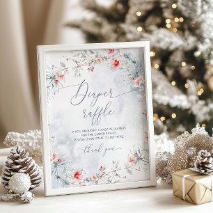Poster Sorteio de fraldas de Natal em azul empoeirado de