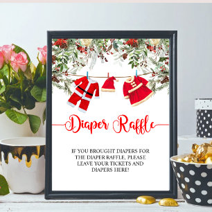 Poster Sorteio de Fraldas do Chá de Bebê do Natal - Sinal