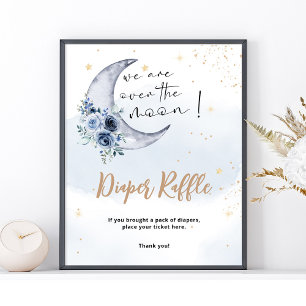 Poster Sorteio de Fraldas Floral Over The Moon