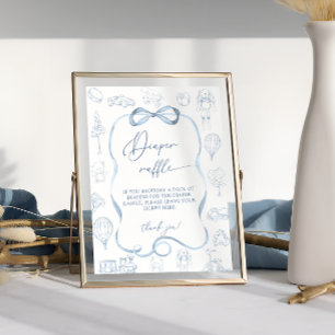 Poster Sorteio de Fraldas para Menino em Azul Toile de Jo