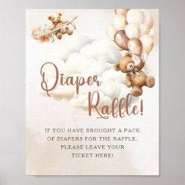 Poster SORTEIO DE FRALDAS Urso Festa de Bebê Simples Jogo