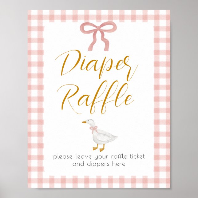 Poster Sorteio de Fraldas Xadrez Rosa Silly Goose  (Frente)