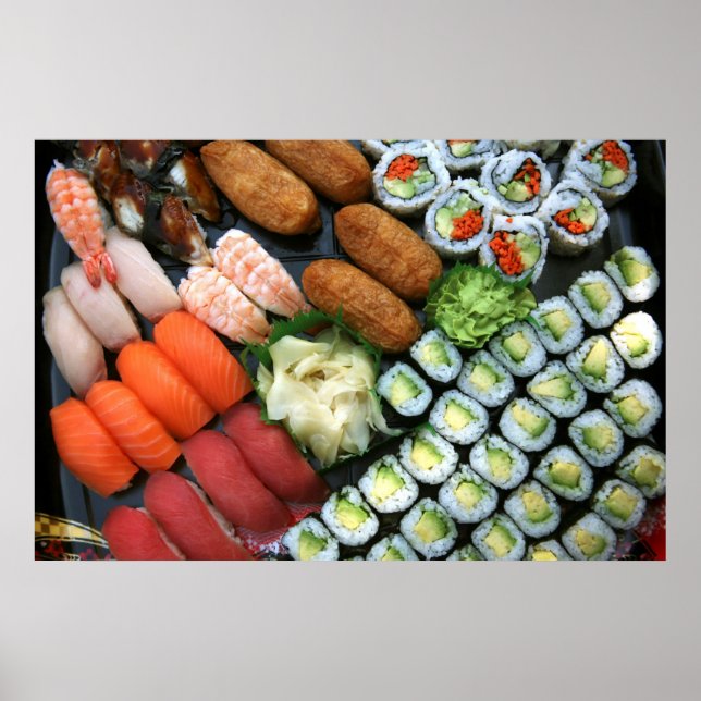 Poster Sortimento de favoritos de sushi japonês (Frente)