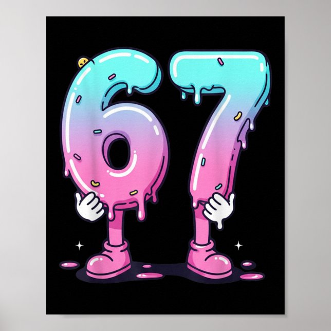 Poster Sorvete 67 Gotejando (frente) Meme Six Seven Para  (Frente)