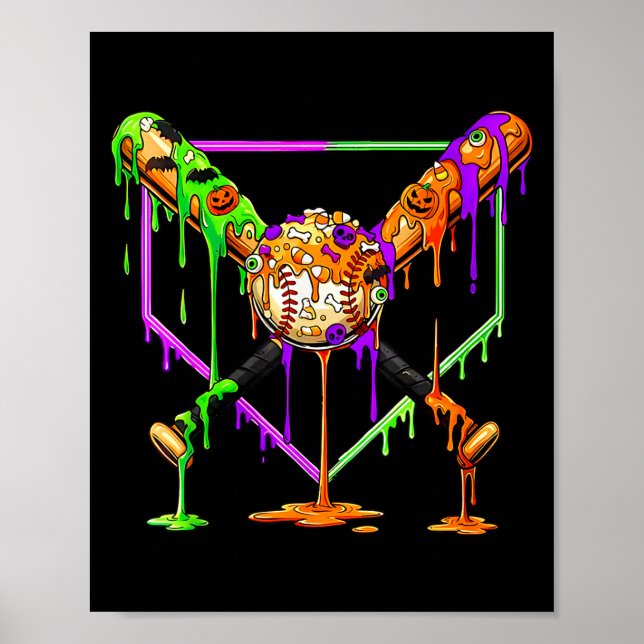 Poster Sorvete Assustador de Beisebol Pingando na Base In (Frente)