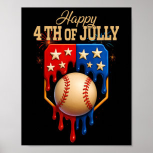 Poster Sorvete Bysebyll Gotejando Patriótico Feliz 4 De