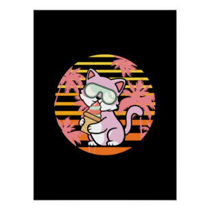 Póster Sorvete Cat Retro 90s