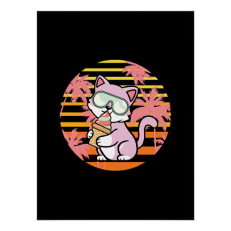 Póster Sorvete Cat Retro 90s