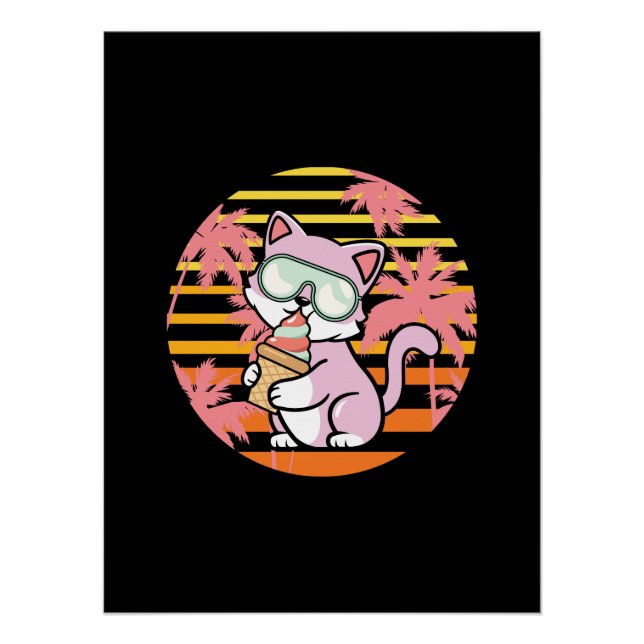 Póster Sorvete Cat Retro 90s (Frente)
