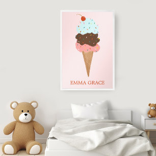 Poster Sorvete Colorido Iummy Cone Triple Scoop PERSONALI