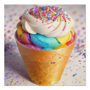 Póster Sorvete Cone Sprinkles