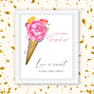 Poster Sorvete de aquarela - o amor é doce, aproveite