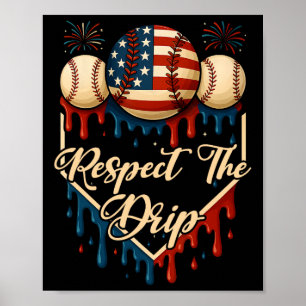 Poster Sorvete De Baseball Derrubando 4 De Julho Respeite