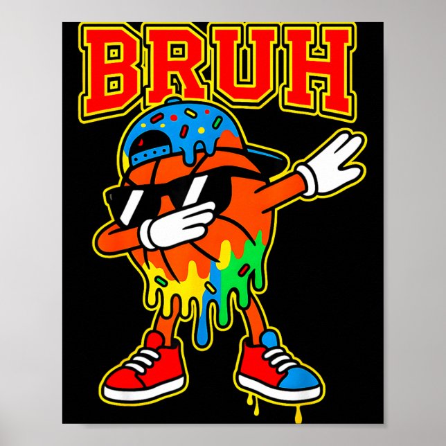 Poster Sorvete de basquete fazendo dab drip bruh meninos (Frente)