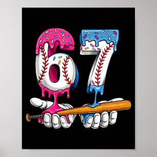 Poster Sorvete de Beisebol 67 Gotejamento Seis Sete Garot
