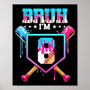 Poster Sorvete de beisebol de 8 anos de idade 8º aniversá