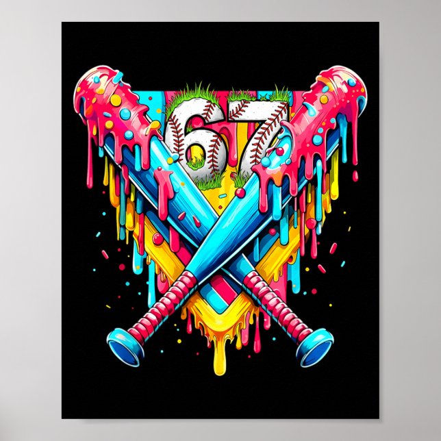 Poster Sorvete De Beisebol Gotejante Número 67 Jogador 67 (Frente)