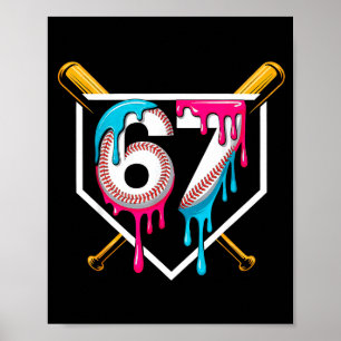Poster Sorvete de beisebol pingando número 67 jogador 67º