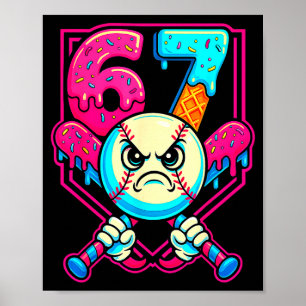 Poster Sorvete de Beisebol Pingando Número 67 Seis Sete M