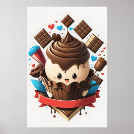 Poster sorvete de chocolate com coração