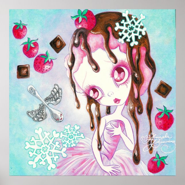 Poster Sorvete de Chocolate de Morango Faerie (Frente)