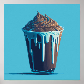 Poster Sorvete de chocolate fresco em uma taça de plástic