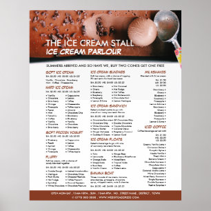 Poster Sorvete de Chocolate, Menu da Sorveteria