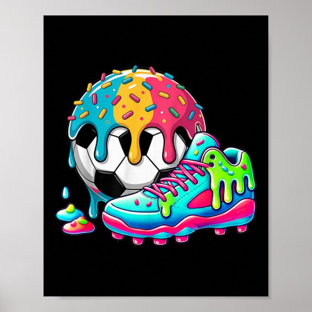 Poster Sorvete de futebol pingando para meninos meninas c (Frente)