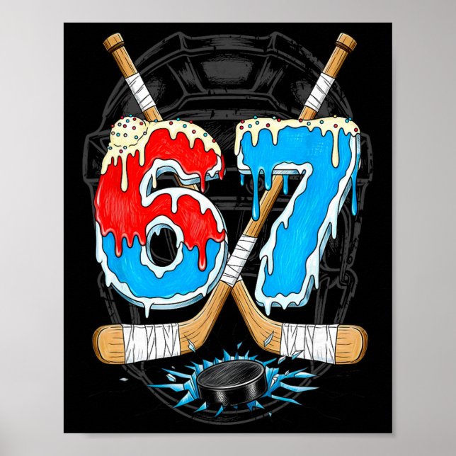 Poster Sorvete de gelo de hóquei engraçado 67 Gen Alpha M (Frente)