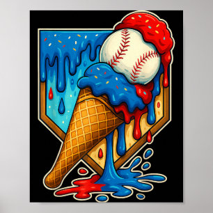 Poster Sorvete de Gotejamento de Beisebol 6 7 Número 67 S
